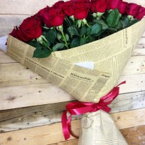Roses in newsprint paper 